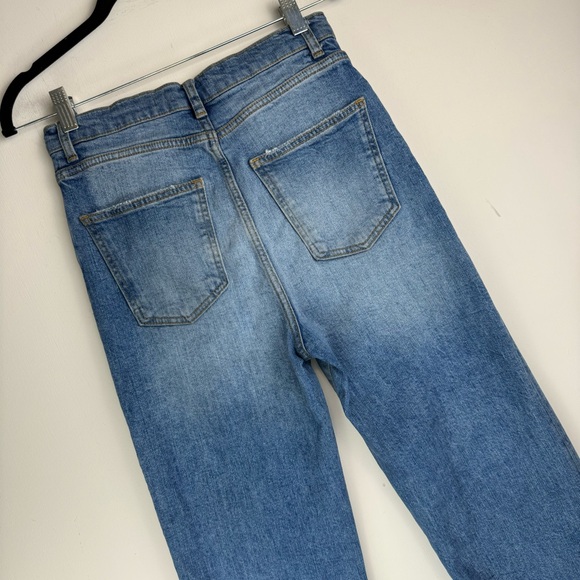 Zara Premium Denim Straight Leg Jeans Sz 4 Medium Wash High Rise - Picture 11 of 15